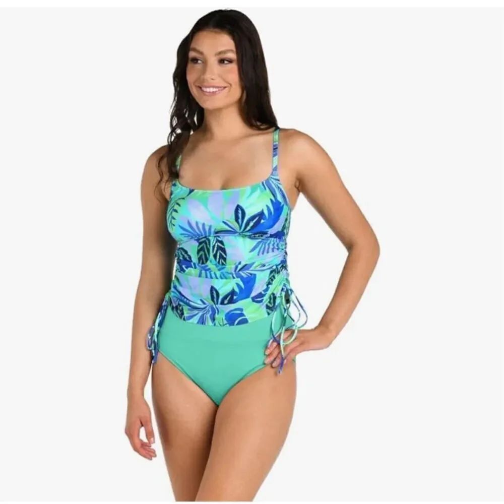 24th & Ocean Women's Side Shirred Tankini Swimsuit Top